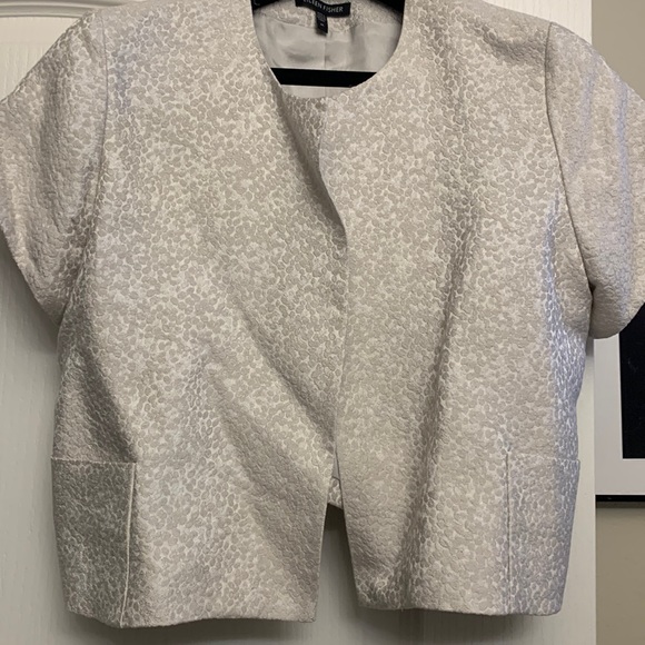 Eileen Fisher bolero jacket in flower patterned silk - Picture 2 of 4